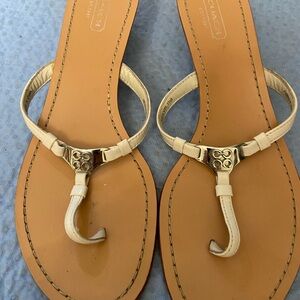 Coach Women's Tan Sandals with Gold Accents